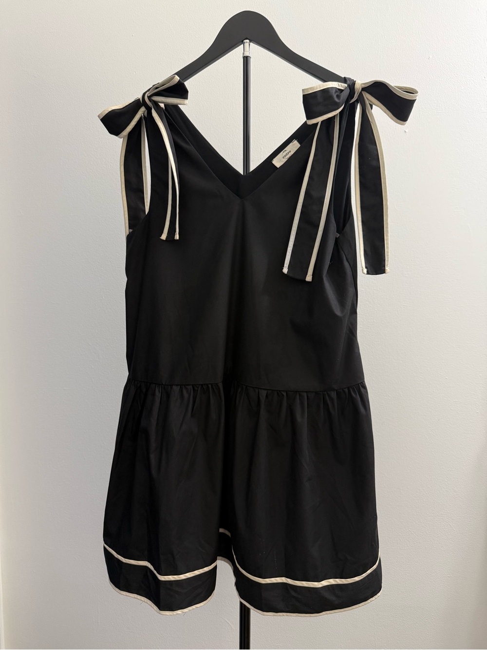 entro Black Dress with Cream Trim and Shoulder Bows